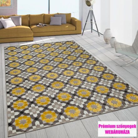 Bel- és kültéri szőnyeg mozaik minta sárga bézs