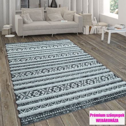 Kültéri-szőnyeg Bozontos-Ethno-minta fekete-fehér